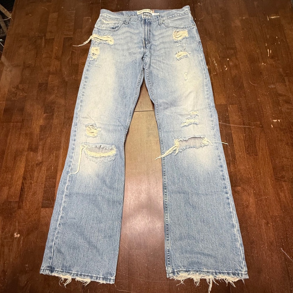 Vtg Levis 527 Low Bootcut Jeans Mens 34x34 Light Wash Distressed Frayed Denim